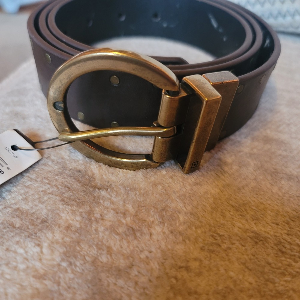 Chaps Mens Reversible‎ Belt Black Brown Studded Antique Brass Buckle Size XL NEW